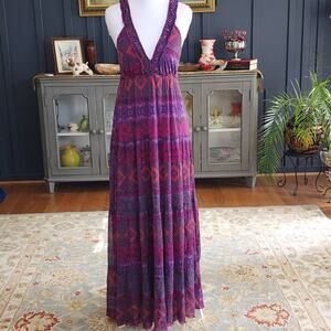 Anthropologie Weston Wear Maxi Dress Boho Festival Tiered USA Womens Small